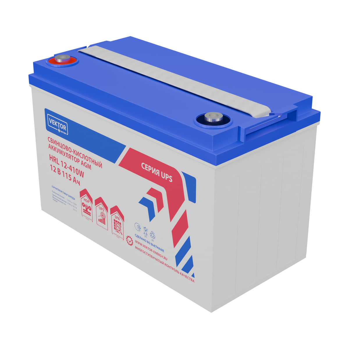 Миниатюра: Купить аккумулятор VEKTOR Plus HRL 12-410W: AGM, 12 В, 115 А&middot;ч. Цена, размеры и характеристики в &laquo;Прайм Электро&raquo;.