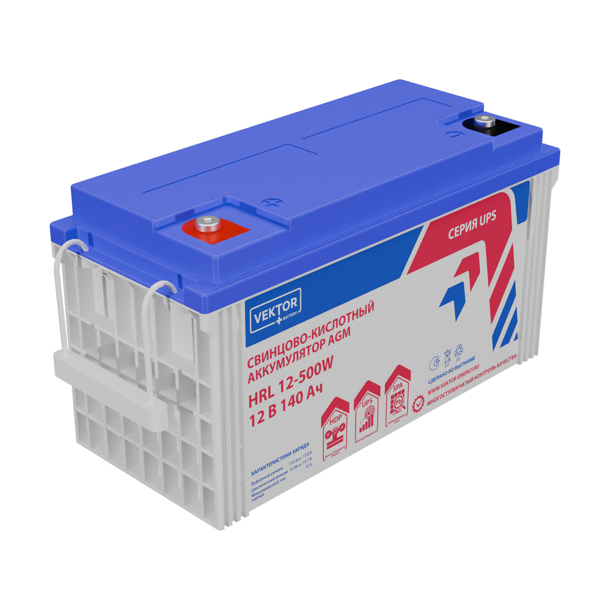 Миниатюра: Купить аккумулятор VEKTOR Plus HRL 12-500W: AGM, 12 В, 140 А&middot;ч. Цена, размеры и характеристики в &laquo;Прайм Электро&raquo;.