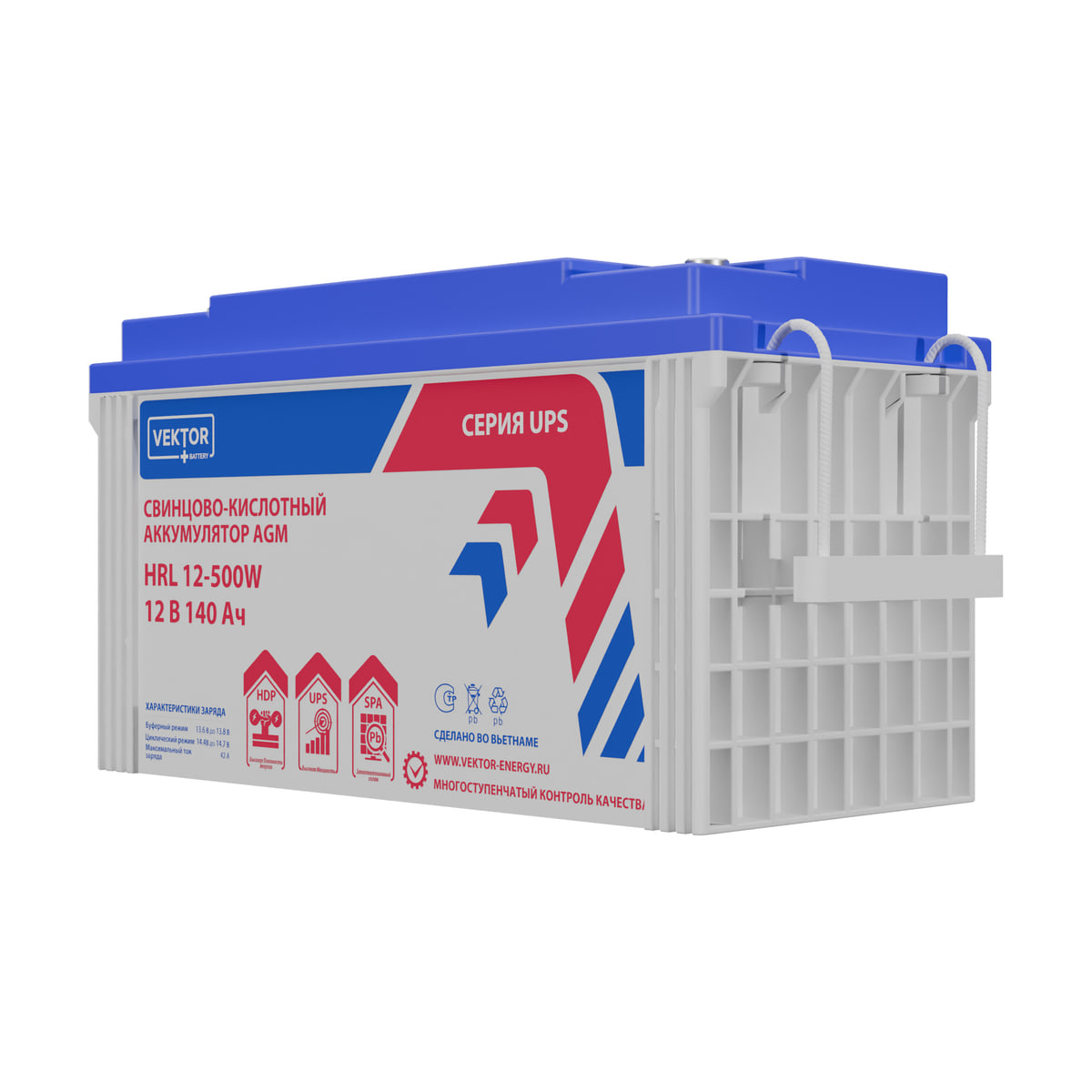 Миниатюра: Купить аккумулятор VEKTOR Plus HRL 12-500W: AGM, 12 В, 140 А&middot;ч. Цена, размеры и характеристики в &laquo;Прайм Электро&raquo;.