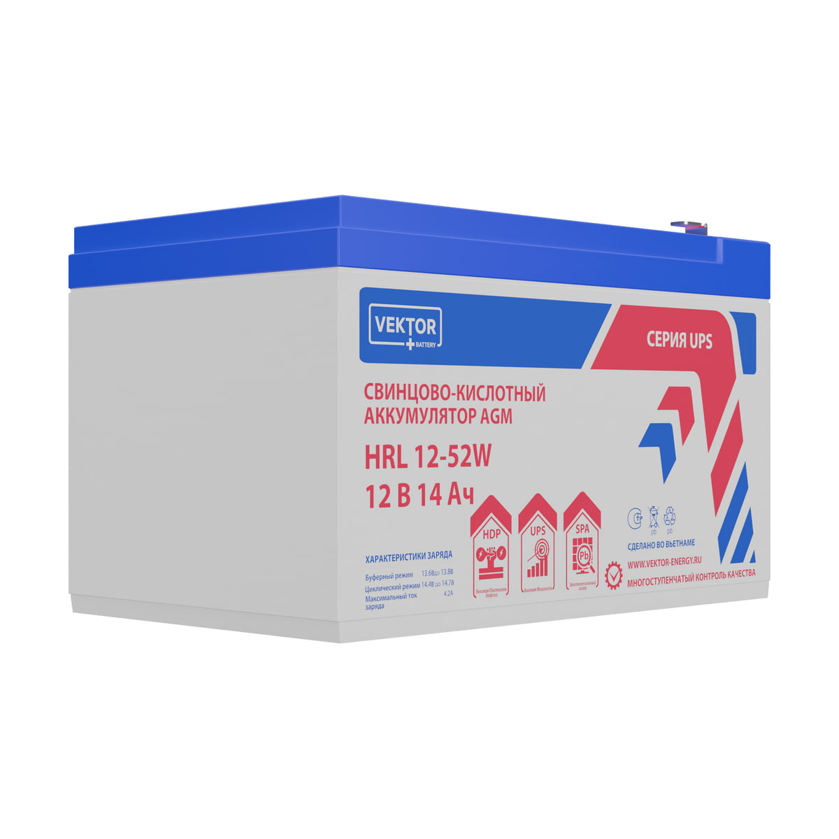 Миниатюра: Купить аккумулятор VEKTOR Plus HRL 12-52W: AGM, 12 В, 14 А&middot;ч. Цена, размеры и характеристики в &laquo;Прайм Электро&raquo;.