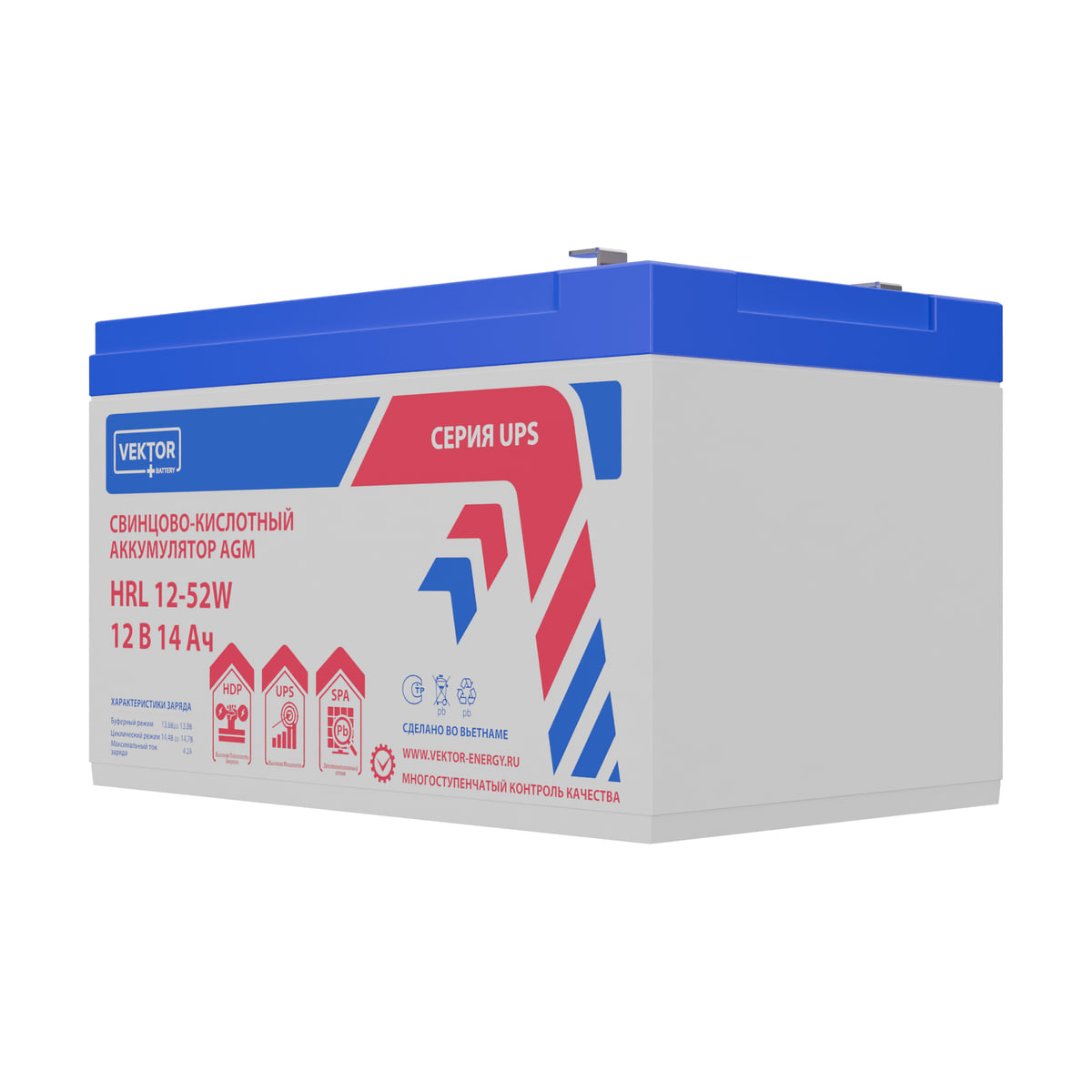 Миниатюра: Купить аккумулятор VEKTOR Plus HRL 12-52W: AGM, 12 В, 14 А&middot;ч. Цена, размеры и характеристики в &laquo;Прайм Электро&raquo;.