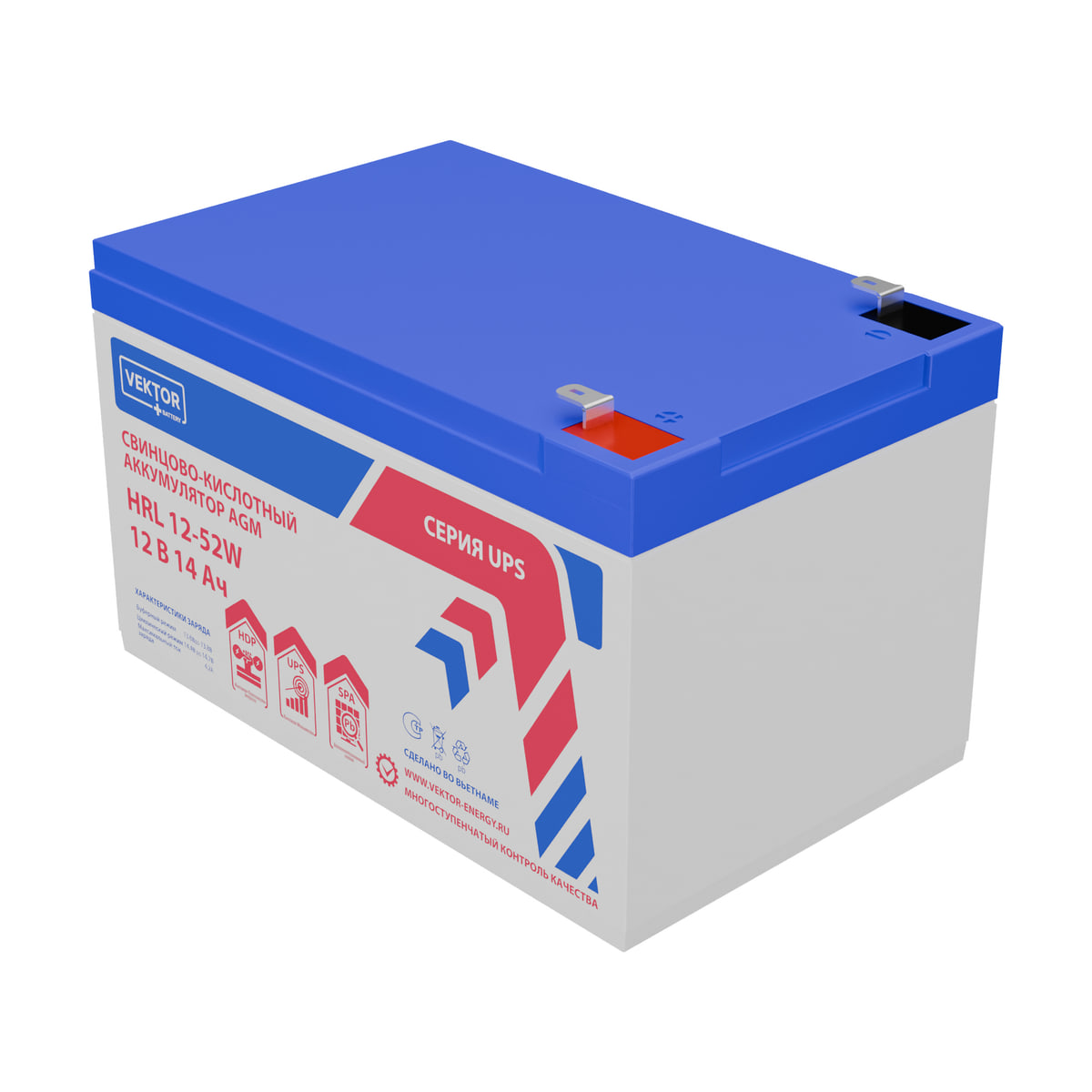 Миниатюра: Купить аккумулятор VEKTOR Plus HRL 12-52W: AGM, 12 В, 14 А&middot;ч. Цена, размеры и характеристики в &laquo;Прайм Электро&raquo;.