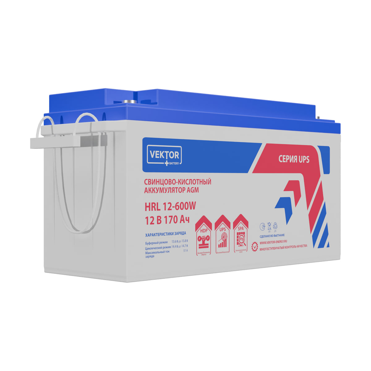 Миниатюра: Купить аккумулятор VEKTOR Plus HRL 12-600W: AGM, 12 В, 170 А&middot;ч. Цена, размеры и характеристики в &laquo;Прайм Электро&raquo;.