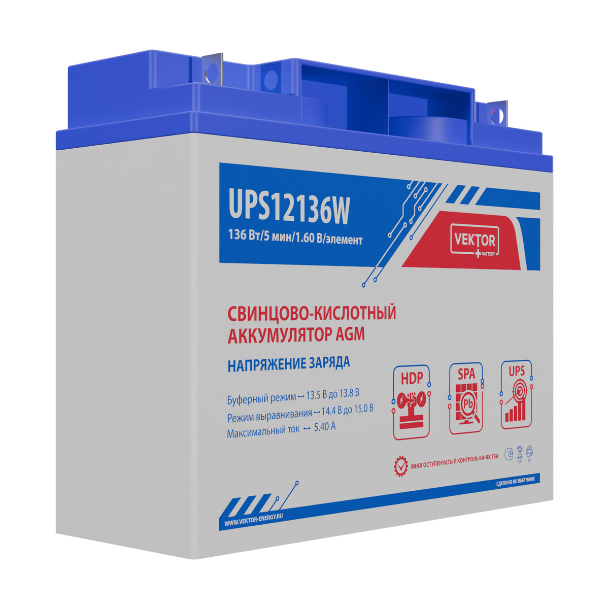Миниатюра: Купить аккумулятор VEKTOR Plus UPS 12136W: AGM, 12 В, 20 часовой разряд. Цена, размеры и характеристики в &laquo;Прайм Электро&raquo;.