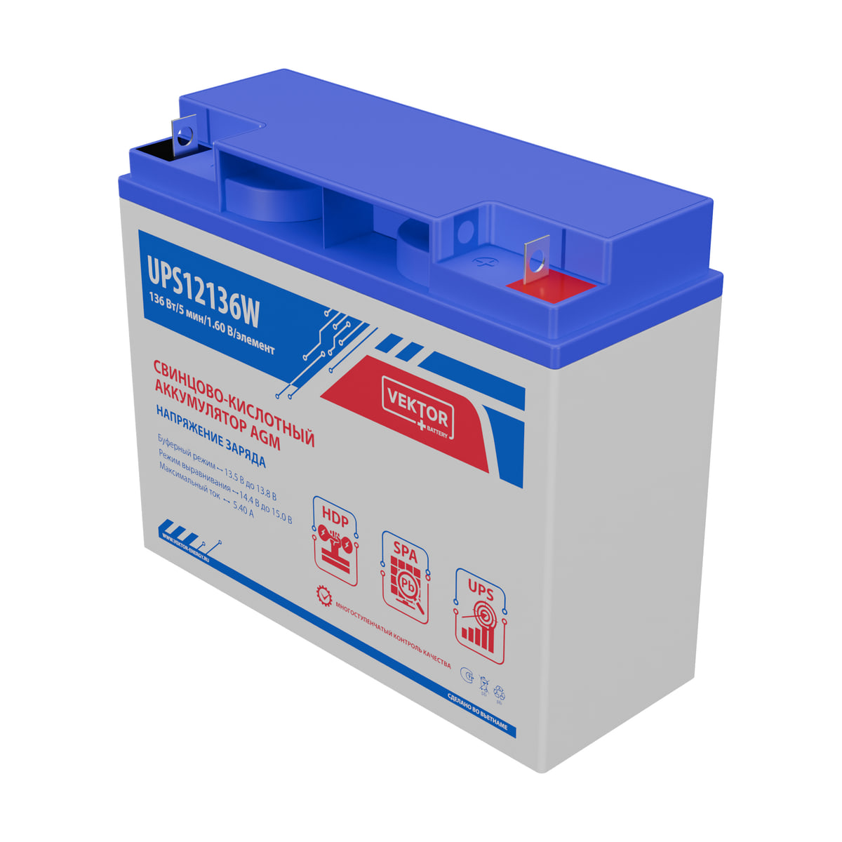 Миниатюра: Купить аккумулятор VEKTOR Plus UPS 12136W: AGM, 12 В, 20 часовой разряд. Цена, размеры и характеристики в &laquo;Прайм Электро&raquo;.