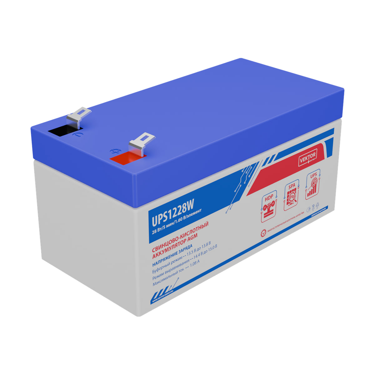 Миниатюра: Купить аккумулятор VEKTOR Plus UPS 1228W: AGM, 12 В, 20 часовой разряд. Цена, размеры и характеристики в &laquo;Прайм Электро&raquo;.