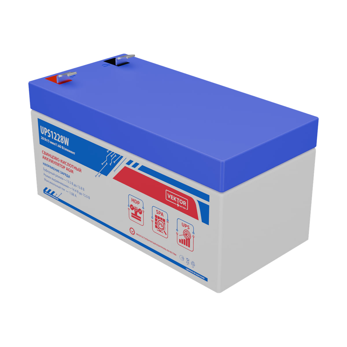 Миниатюра: Купить аккумулятор VEKTOR Plus UPS 1228W: AGM, 12 В, 20 часовой разряд. Цена, размеры и характеристики в &laquo;Прайм Электро&raquo;.
