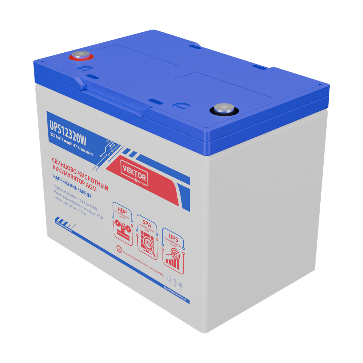 Миниатюра: Купить аккумулятор VEKTOR Plus UPS 12320W: AGM, 12 В, 10 часовой разряд. Цена, размеры и характеристики в &laquo;Прайм Электро&raquo;.