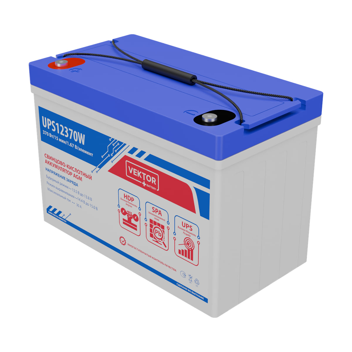 Миниатюра: Купить аккумулятор VEKTOR Plus UPS 12370W: AGM, 12 В, 10 часовой разряд. Цена, размеры и характеристики в &laquo;Прайм Электро&raquo;.
