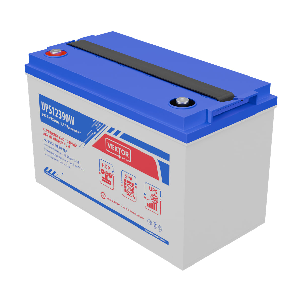 Миниатюра: Купить аккумулятор VEKTOR Plus UPS 12390W: AGM, 12 В, 10 часовой разряд. Цена, размеры и характеристики в &laquo;Прайм Электро&raquo;.