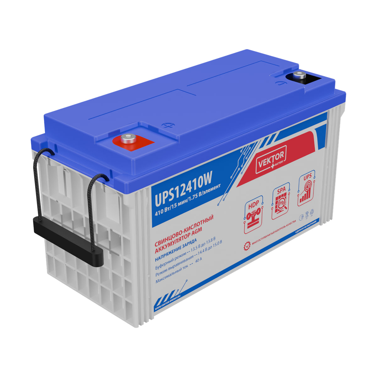 Миниатюра: Купить аккумулятор VEKTOR Plus UPS 12410W: AGM, 12 В, 10 часовой разряд. Цена, размеры и характеристики в &laquo;Прайм Электро&raquo;.