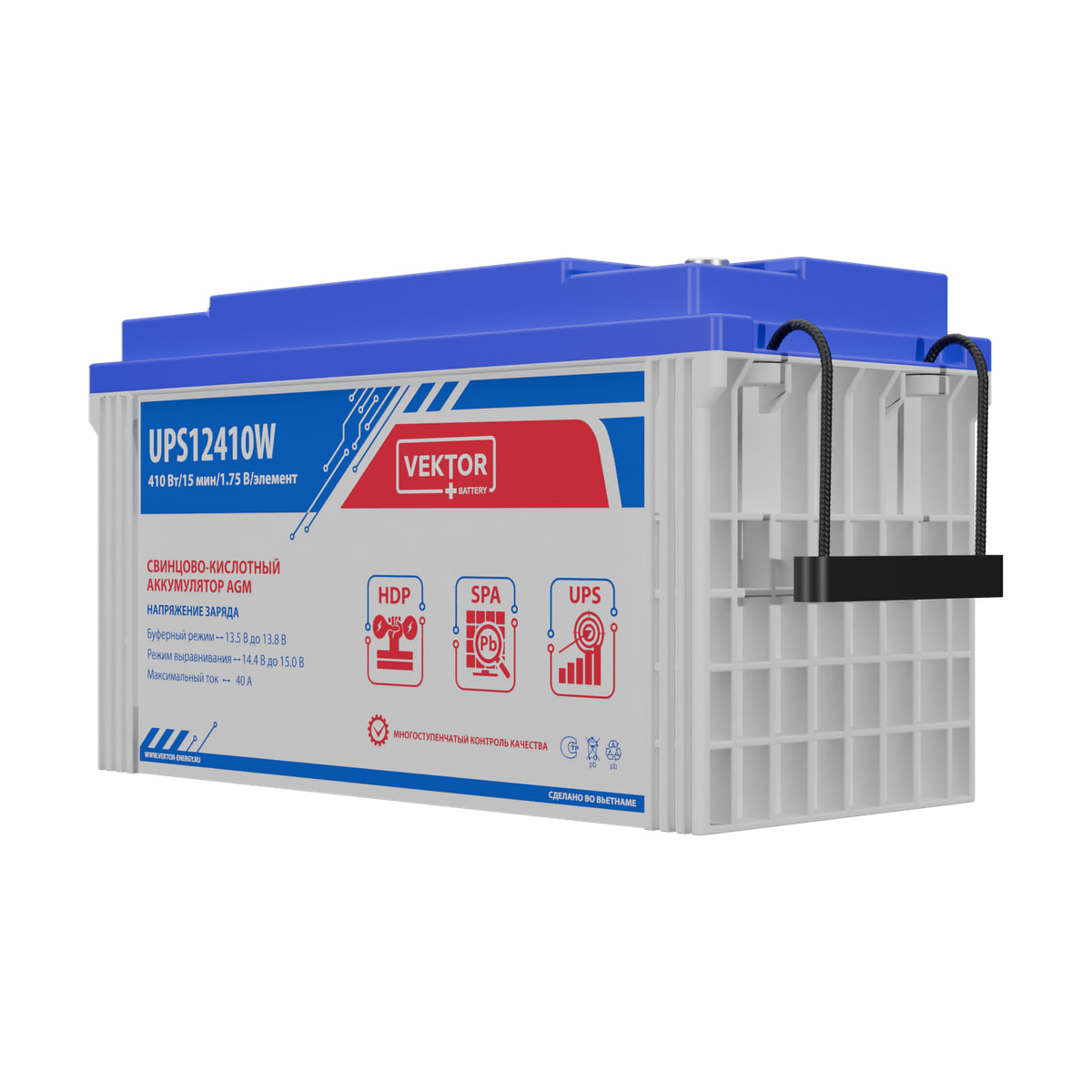 Миниатюра: Купить аккумулятор VEKTOR Plus UPS 12410W: AGM, 12 В, 10 часовой разряд. Цена, размеры и характеристики в &laquo;Прайм Электро&raquo;.
