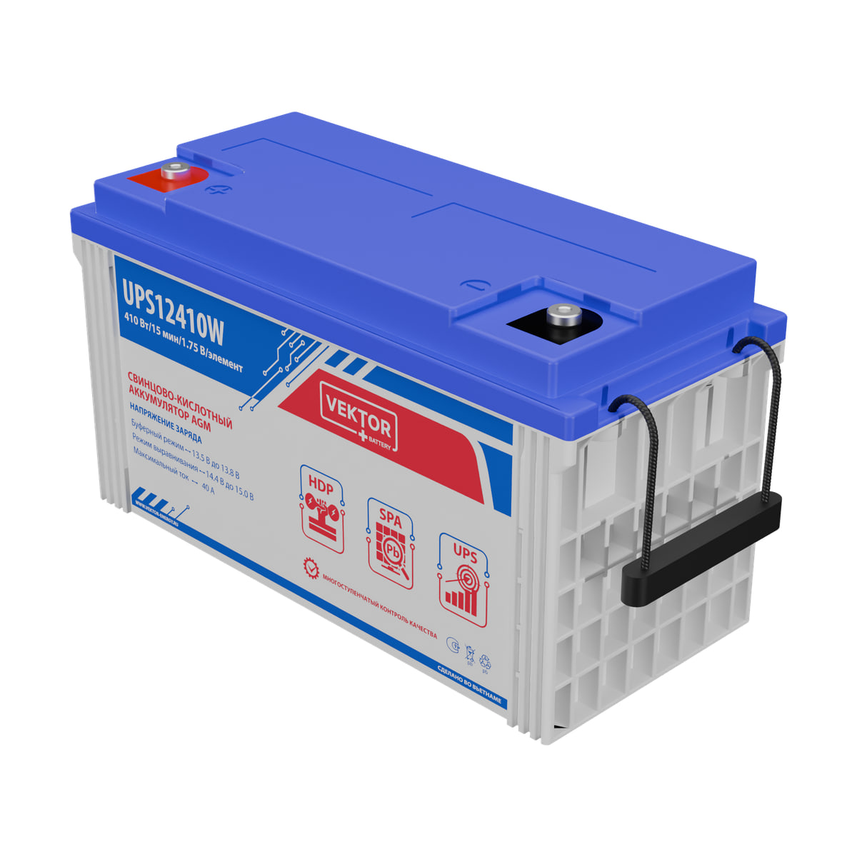 Миниатюра: Купить аккумулятор VEKTOR Plus UPS 12410W: AGM, 12 В, 10 часовой разряд. Цена, размеры и характеристики в &laquo;Прайм Электро&raquo;.