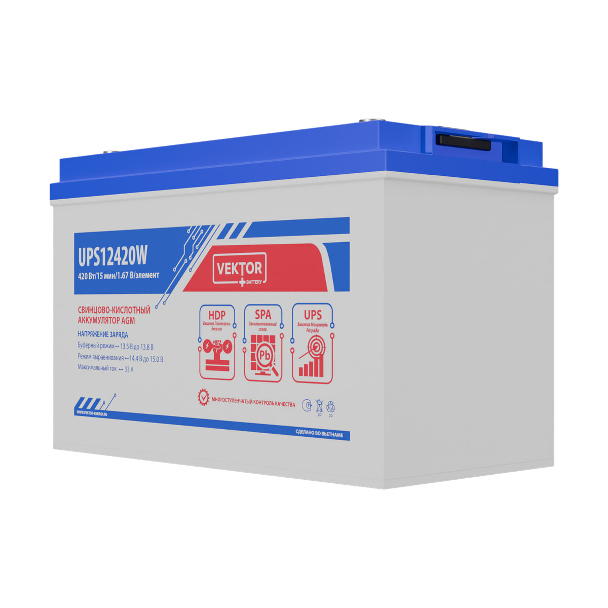 Миниатюра: Купить аккумулятор VEKTOR Plus UPS 12420W: AGM, 12 В, 10 часовой разряд. Цена, размеры и характеристики в &laquo;Прайм Электро&raquo;.
