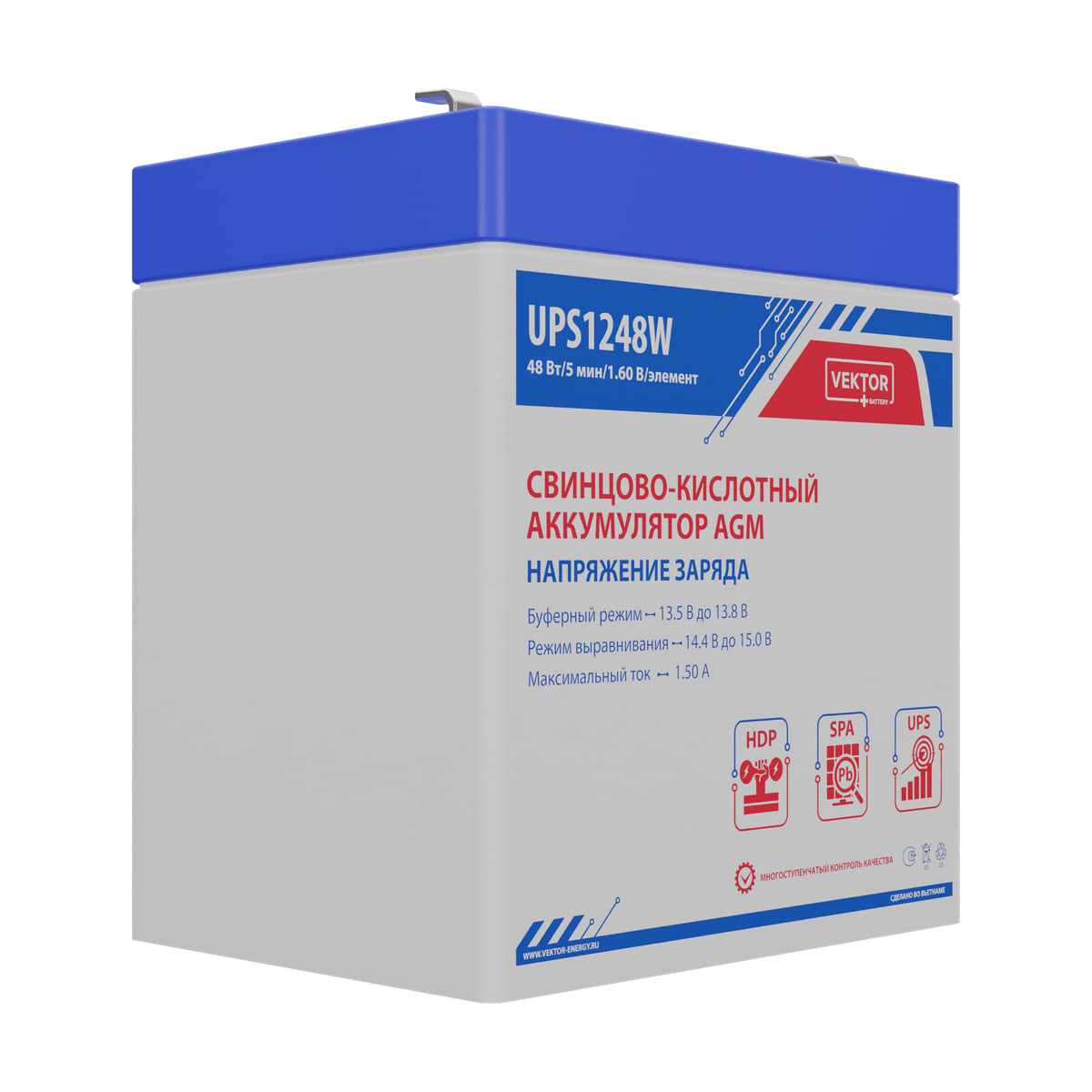 Миниатюра: Купить аккумулятор VEKTOR Plus UPS 1248W: AGM, 12 В, 20 часовой разряд. Цена, размеры и характеристики в &laquo;Прайм Электро&raquo;.