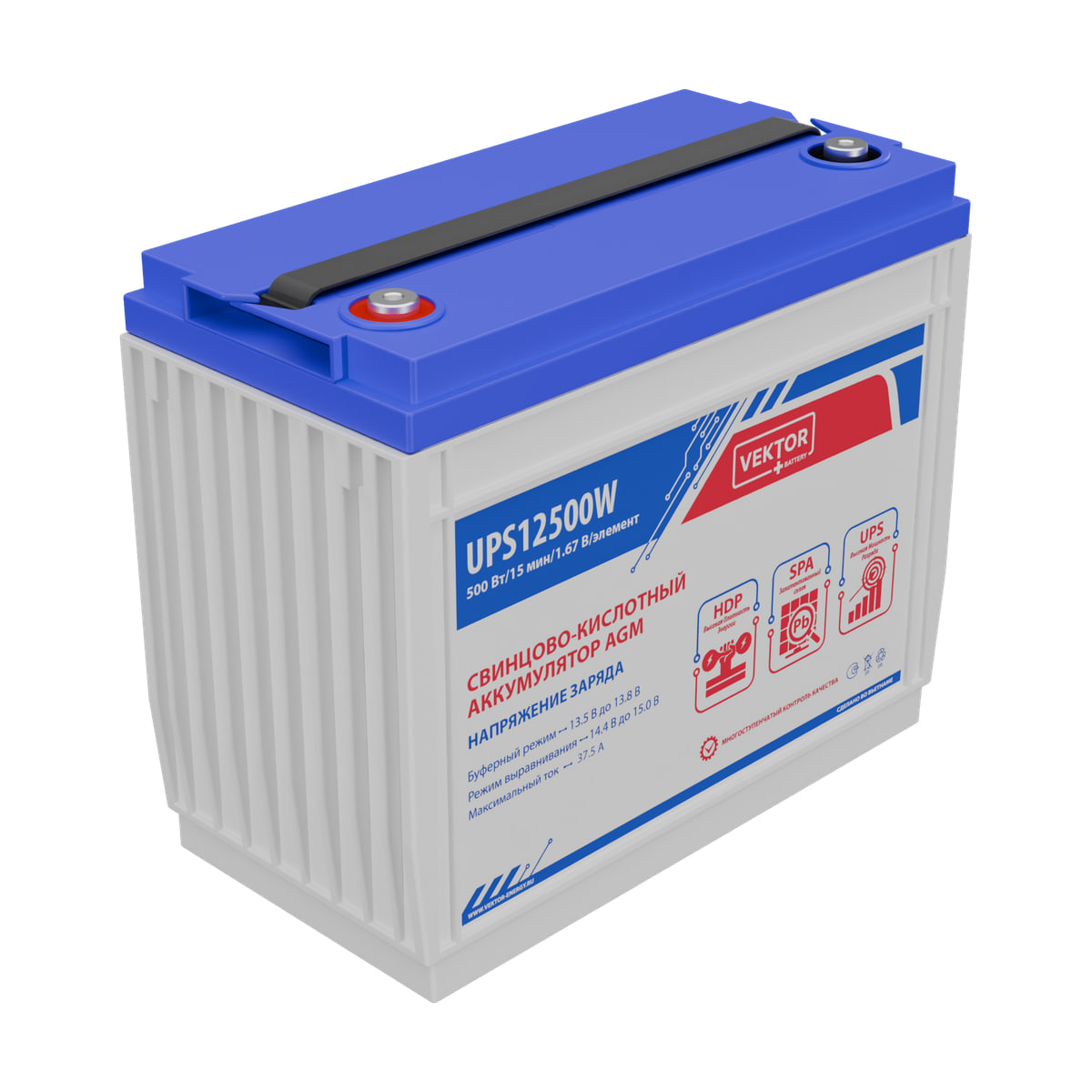Миниатюра: Купить аккумулятор VEKTOR Plus UPS 12500W: AGM, 12 В, 10 часовой разряд. Цена, размеры и характеристики в &laquo;Прайм Электро&raquo;.