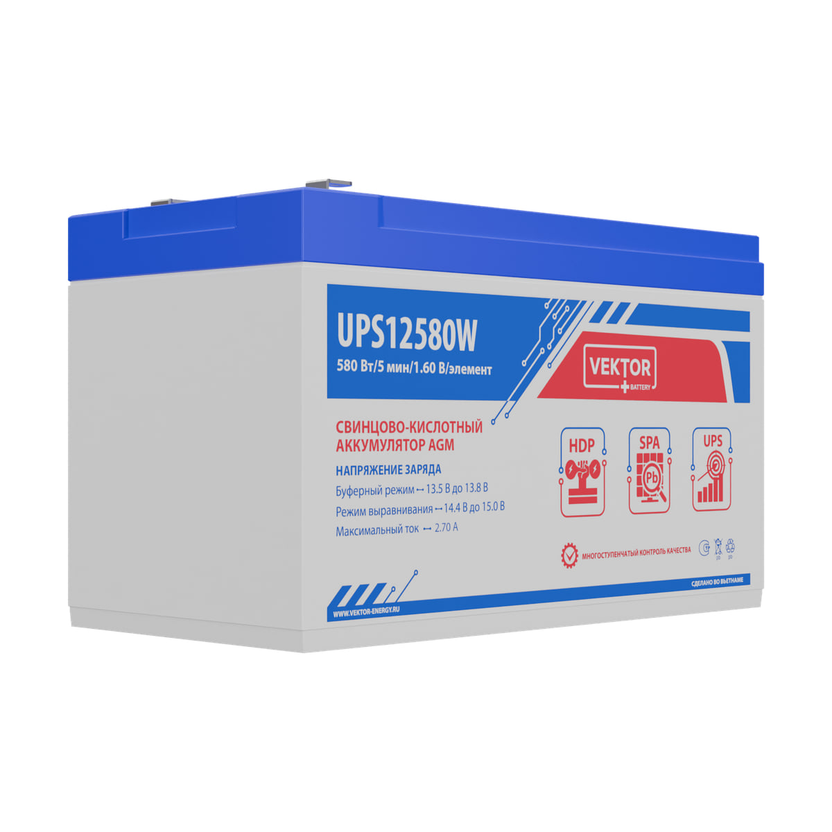 Миниатюра: Купить аккумулятор VEKTOR Plus UPS 12580W: AGM, 12 В, 10 часовой разряд. Цена, размеры и характеристики в &laquo;Прайм Электро&raquo;.