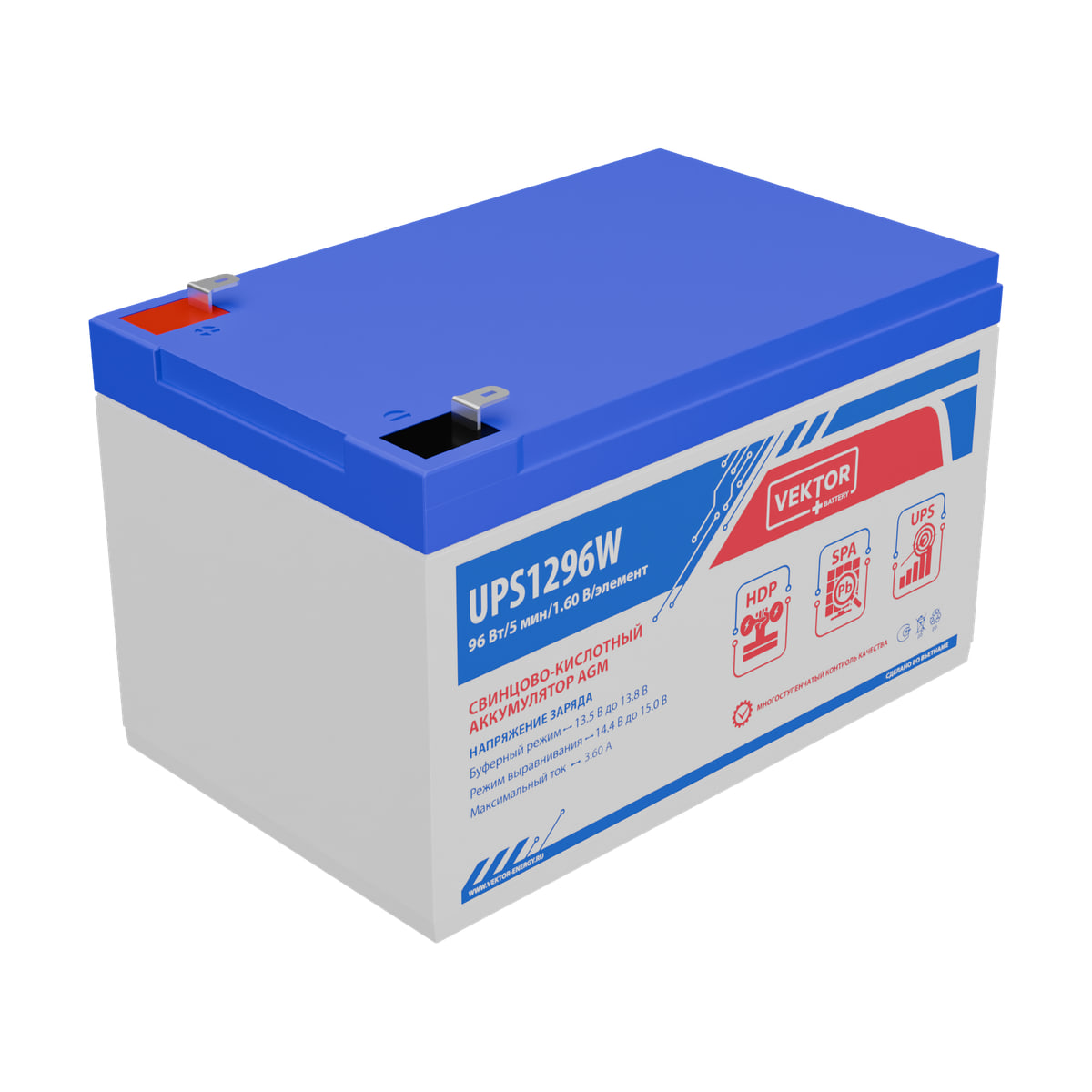 Миниатюра: Купить аккумулятор VEKTOR Plus UPS 1296W: AGM, 12 В, 20 часовой разряд. Цена, размеры и характеристики в &laquo;Прайм Электро&raquo;.