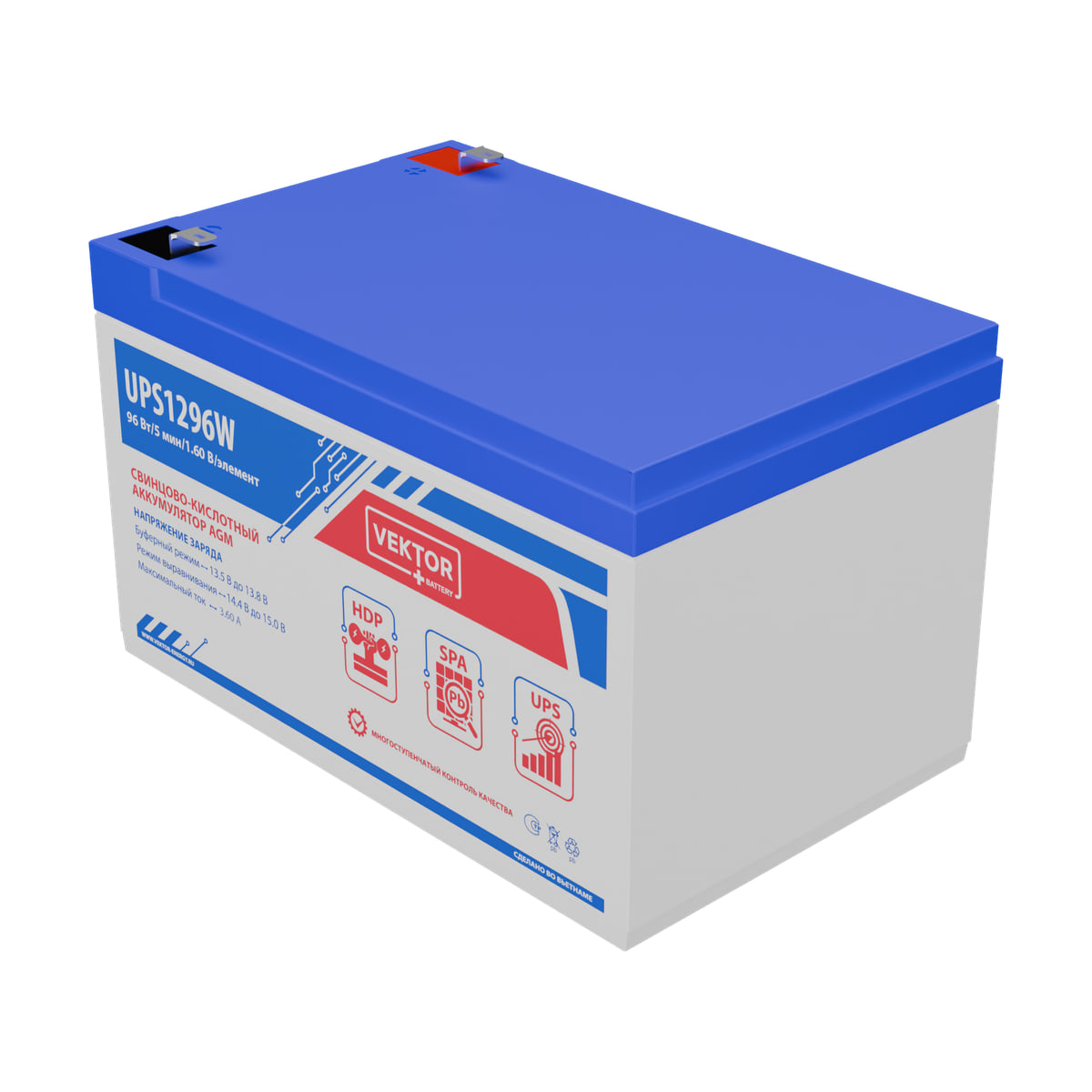 Миниатюра: Купить аккумулятор VEKTOR Plus UPS 1296W: AGM, 12 В, 20 часовой разряд. Цена, размеры и характеристики в &laquo;Прайм Электро&raquo;.