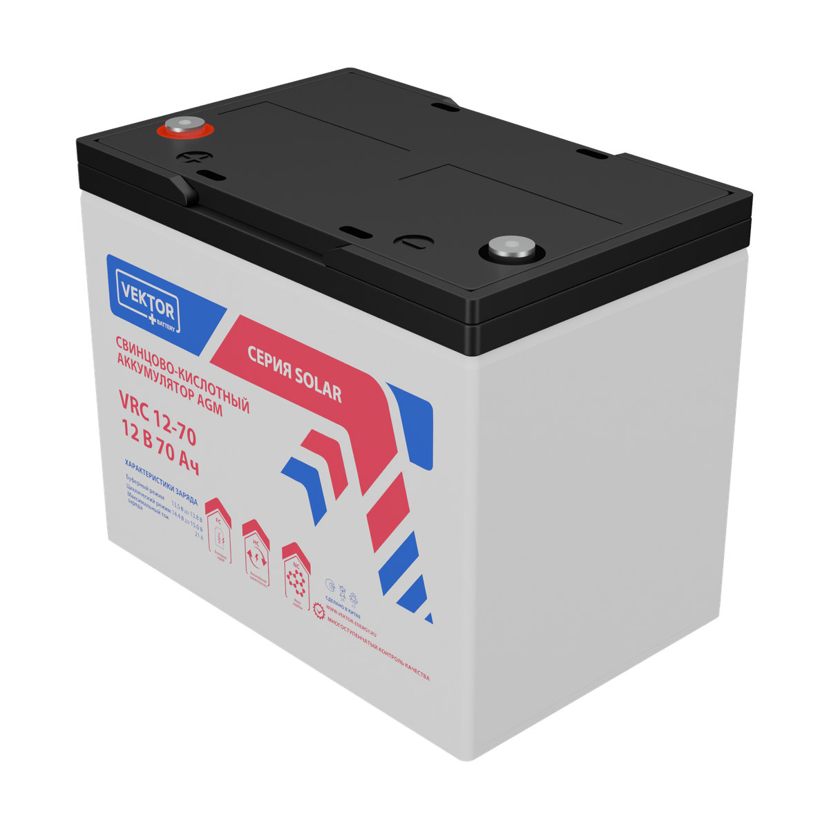 Миниатюра: Купить аккумулятор VEKTOR Plus VRC 12-70: AGM, 12 В, 70 А&middot;ч. Цена, размеры и характеристики в &laquo;Прайм Электро&raquo;.