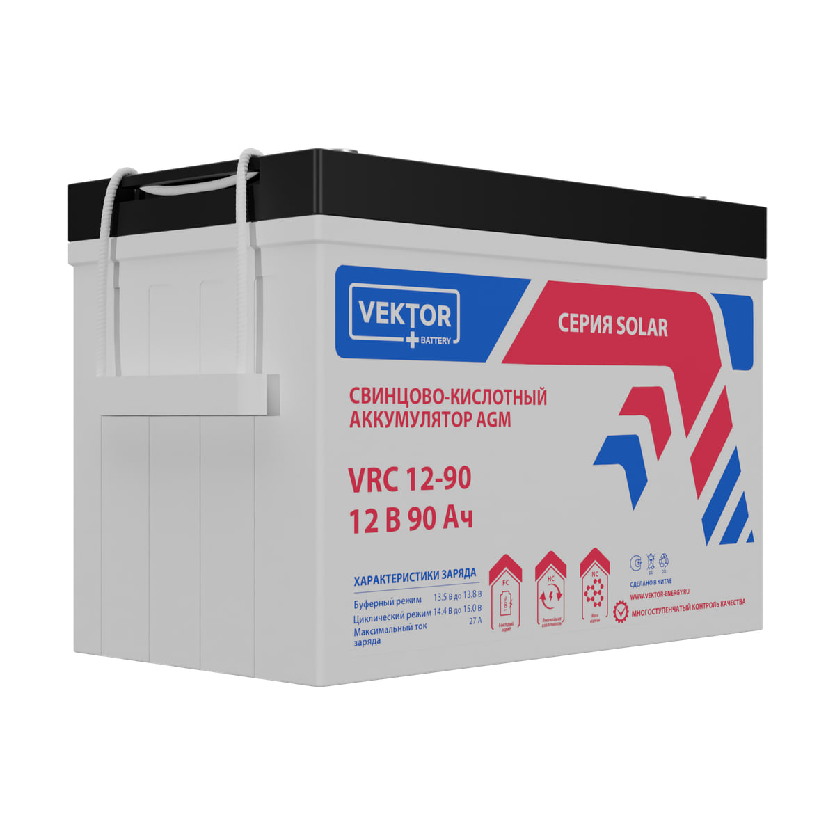 Миниатюра: Купить аккумулятор VEKTOR Plus VRC 12-90: AGM, 12 В, 90 А&middot;ч. Цена, размеры и характеристики в &laquo;Прайм Электро&raquo;.