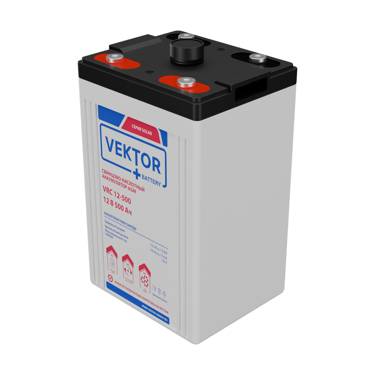 Миниатюра: Купить аккумулятор VEKTOR Plus VRC 2-500: AGM, 12 В, 500 А&middot;ч. Цена, размеры и характеристики в &laquo;Прайм Электро&raquo;.